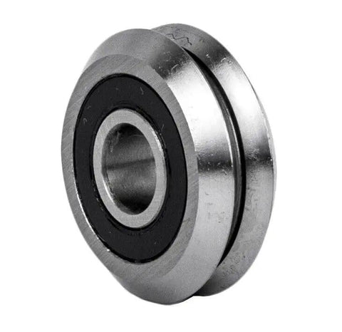 Top Shelf 3 8 Inch V Groove Roller Bearings 8 Pack, chrome steel roller with rubber seal, 9.5 x 30.7 x 11.1mm for smooth motion.
