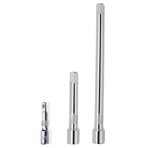 Grease Monkey Approved 10 Inch Socket Extension Bar For Half Drive Ratchets Anti Slip Grip Rust Proof Alloy Steel on white background.