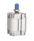 Straight Up Premium Compact Pneumatic Air Cylinder Built For Raw Industrial Might Featuring Bullseye Precision 35 mm Stroke side view with blue cap