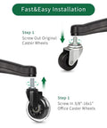 Installation guide for Heavy Duty Office Chair Caster Wheels 3 Inch Set Of 5 Threaded Stem 3 8 16 PU Rubber.