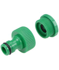 Easy Plug And Play Garden Hose Fittings Kit 1/2 To 3/4 Inch Faucet Tap Connector Adapters For G1/2 G3/4 Thread Fits 4/7mm And 8/12mm OD Tubing For Irrigation Lawn Patio Greenhouse 5 Pack, green plastic hose adapter with O-ring