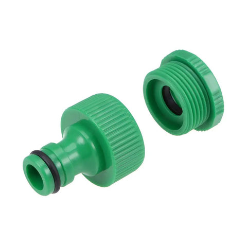 Easy Plug And Play Garden Hose Fittings Kit 1/2 To 3/4 Inch Faucet Tap Connector Adapters For G1/2 G3/4 Thread Fits 4/7mm And 8/12mm OD Tubing For Irrigation Lawn Patio Greenhouse 5 Pack, green plastic hose adapter with O-ring