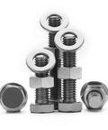 Titanium Outside Hex Screw Nut And Washer Kit M16 X 130mm, Industrial Grade TA2 Titanium Alloy, displayed in a stack.