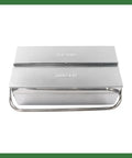 Tough As Nails 16.5 Inch Rustproof Stainless Steel Toolbox With Two Reinforced Tiers and Three Quick Grab Trays, top view.