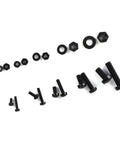 Nylon Screw Nut Washer Set M2 M2.5 M3 M4 M5 270 Piece Black Assortment Kit laid out on white background