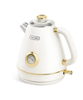 Retro Electric Kettle With Thermometer 1.7 Liter All Stainless Steel 1200 Watt Fast Boil Cordless BPA Free Auto Shut Off, Pearl White