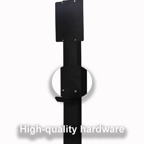 Heavy Duty Galvanized Steel EV Charger Holder Stand With A Tough Waterproof Cover Box For Outdoor Garages And Workplace Parking Lots Easy Install Cord Management Rack In Matte Black close-up of mounting plate