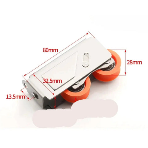 Bulked Up Heavy Duty Double Wheel Sliding Door Rollers And Window Track Gliders Built Tough From Thick Stainless Steel, 28mm size.