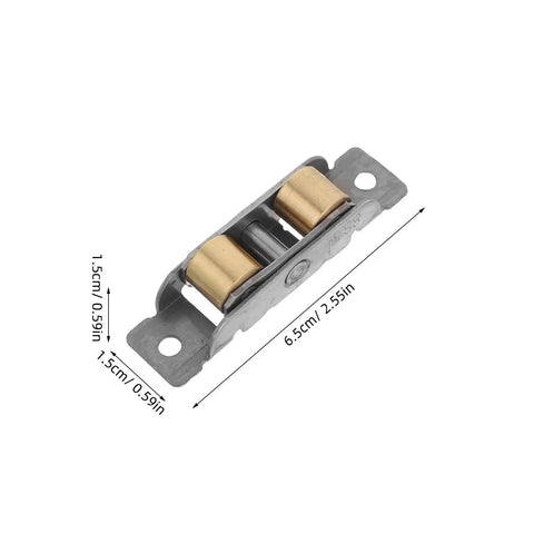 Heavy Duty Stainless Steel Sliding Door Wheels Featuring Double Bearing Pulleys, 6.5cm long, ideal for smooth glass door operation.