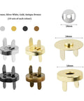 Heavy Duty 40 Pack Of 14Mm Metal Button Snap Fasteners Assorted Silver Gold Bronze Gunmetal solid buttons in 14mm sizes