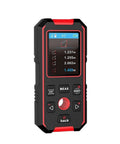 Nail The Spot Every Single Time With This Heavy Duty 3 In 1 Wall Scanner And Digital Stud Finder Combining Laser Distance Measuring And Smart Live AC Wire Detection For Zero Hassle Repairs, showing a black and red digital measuring device with an LCD display.