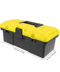Totally Nifty Portable Plastic Toolbox With Heavy Duty Buckle And Comfy Grip Designed For Mechanics Tool Storage And Everyday Gear Hauling Needs Easy To Use, 31cm long, durable polypropylene material, black and yellow.