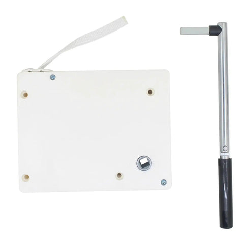 Major Game Changer Roller Blind Cord Winder With Smooth Crank Handle for effortless control, featuring white ABS plastic housing.