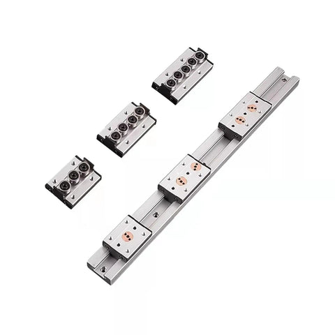Rock Solid Dual Axis Linear Bearing Slider Block With Five Wheel Ball Tracks For Flat Out Smooth SGR10 Guide Rail Path, anodized aluminum.