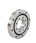 Industrial Grade Built Like A Tank Heavy Duty Cross Roller Bearing Ring RU66 Series for robotics applications, sleek design, angular perspective.