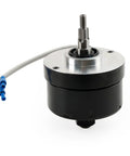 Rock Solid Black 12 Volt 17 Amp Alternator Generator Conversion Kit With Electronic Regulator close-up view showcasing aluminum housing and output shaft.