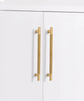 Top Tier Solid Brass Cabinet Pulls Brushed Matte Gold Furniture Hardware Seven And A Half Inch Long Drawer Knobs on white cabinets.