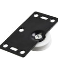 Adjustable Wardrobe Sliding Door Rollers And Heavy Duty Cabinet Pullies providing a black steel plate with a white wheel for smooth closet door glide.