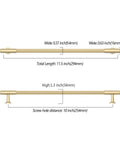 10 Pack Brushed Gold Cabinet Pulls Heavy Duty Kitchen Drawer Handles detailed measurements and design dimensions.
