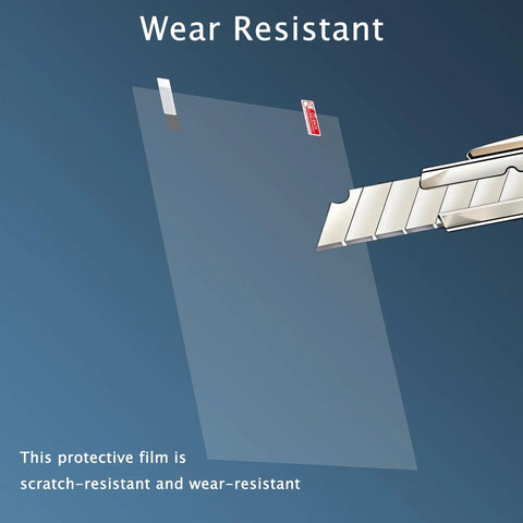 Wear-resistant transparent film shown with a knife, showcasing Straight Up Superior Screen Protector For 8.9 Inch Resin 3D Printer Display.