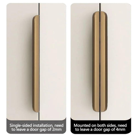 Bronze Aluminum Edge Finger Cabinet Pulls Set Of Two 80mm Hidden Drawer Pulls showing single and dual-sided installation on white cabinet
