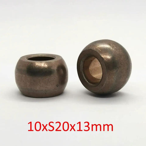 Slick Copper Iron Spherical Bearing Bushing With 10mm Bore And 20mm Sphere Perfect For Washing Machines And Electrical Fan Motors Tough As Nails Heavy Duty Swap, showing two copper-iron bushings.