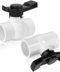 2 Inch Slip PVC Ball Valve Set With Double Socket Full Flow Port, Two-Pack 2'' Shut Off Valves With T-Handle SCH40 Plastic Control Valve