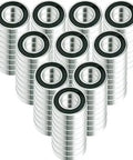 Pack Of One Hundred Heavy Duty Stainless Steel Ball Bearings 45Mm X 85Mm X 19Mm Rubber Sealed 6209 2RS precision bearings stacked.