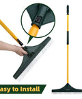 55 Inch Turf Rake With Dense Nylon Bristles All In One Long Pole Garden Hand Broom for Leaf and Debris Cleanup