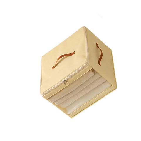 Heavy Duty Extra Large Storage Bins Foldable Moisture Resistant Moving Bags With Clear Window, stacked towels inside.