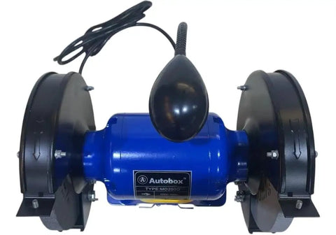 Top Shelf Eight Inch Bench Grinder With A Hella Reliable One Half Horsepower Motor Cranking At 3450 Rpm Featuring dual 8 inch polishing wheels.
