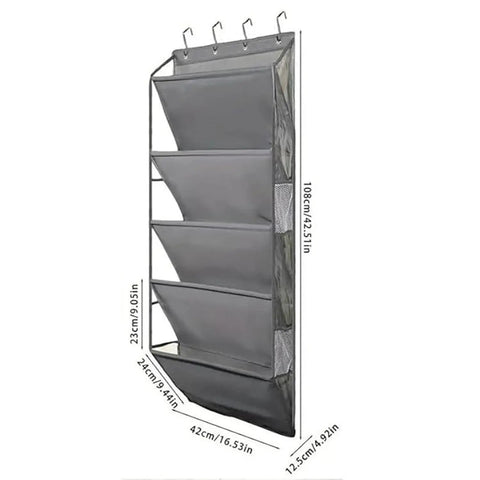 Heavy Duty Over The Door Shoe Organizer Multi Pocket Space Saving Closet Hanger For Sneakers Slippers Socks Sturdy Fabric Storage Rack with dimensions.