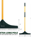 55 Inch Turf Rake With Dense Nylon Bristles All In One Long Pole Garden Hand Broom with 55-inch handle and nylon bristles