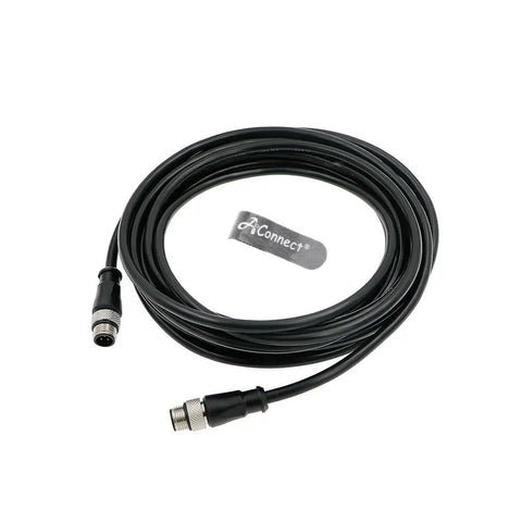 Heavy Duty M12 A Code Three Pin Male To Male Cable 15 Meter black industrial wire for sensors and actuators.