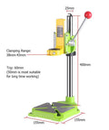 Beefy Heavy Duty Floor Drill Press Stand Table For Precision Drilling Workbench Clamp Kit with cast iron base and reducing bush.
