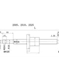 Dead Precise Ball Screw And Linear Guide Combo For Cnc Router Work Packs dimensions diagram for SFU2505 screw.