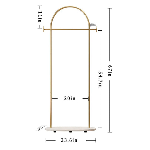 Gold Clothing Rack With Shelf, Heavy Duty Freestanding Coat Rack, Metal Hanger Stand With Hooks For Boutique Office, 23.6L x 13W x 67H
