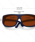 Professional Laser Safety Glasses Featuring Straight Fire OD 4 Plus Coverage From 190 To 1100 Nm Wavelengths with 35% visible light transmission.