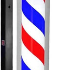 Top Shelf Rotating Barber Pole Light Totally Cool Hair Salon Shop Sign Waterproof Ip68 Outdoor Wall Lamps Red White Blue Led Rotator durable rotating barber pole with LED light in red and blue stripes.