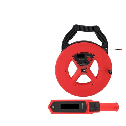 Nifty Pipe Blockage Detector And Rugged Wall Scanner For Plumbers with a red reel and handheld display, designed for locating pipe clogs.