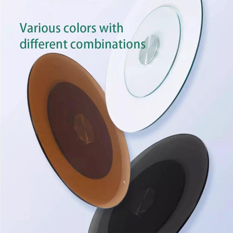 Silky Smooth Lazy Susan Turntable Crafted From Hella Durable Tempered Glass For Effortless 360 Degree Serving Ideal For Family Potlucks And Cozy Tabletop Setup with various colors.
