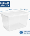 Super Spacious 58 Quart Clear Storage Bins With Easy Snap Lids Heavy Duty Stackable Plastic Organizer Boxes For Closet And Pantry Total Game Changer Vibe with dimensions 23x16.6x12 in.