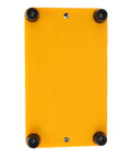 Portable Cordless Mini Bench Grinder With 3 Inch Dual Wheel And Variable 2000 To 6000 Rpm Speed Built To Smash Gritty Sharpening Jobs Without Cable Headaches On The Job Site Today back view showing yellow casing and rubber feet.