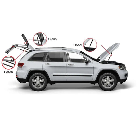 Premium Hella Tough Rear Liftgate Support Struts For 2002 2003 Honda Civic Si shown installed on SUV hatch and hood.