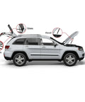 Two Pack Super Smooth Rear Liftgate Gas Strut Pair for Auto Roadster Convertible 15.89 Inch on a white SUV with hatch and hood open.