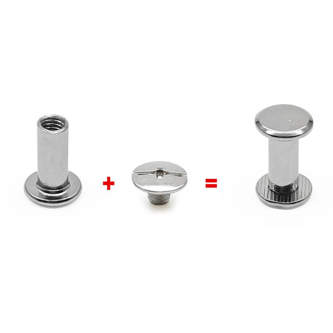 Heavy Duty Nickel Plated Binding Screw Posts Chicago Barrel Screws Bulk Kit 40 Piece components including screw post, barrel, and cap.