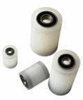 Heavy Duty Nylon Flanged Track Wheel Pulley With Self Lubricating Bearing Precision Low Friction 28 mm diameter set of four rollers.