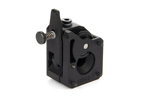 Rock Solid Dual Drive Bmg Extruder Optimized For Mosquito Hotend features a black nylon body and precision dual drive gears.
