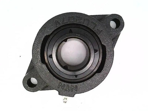 Solid Cast Iron Flange Mount Ball Bearing Unit With Knockout 1-3/8 Inch Round Bore and Secure Two Bolt Base top view.
