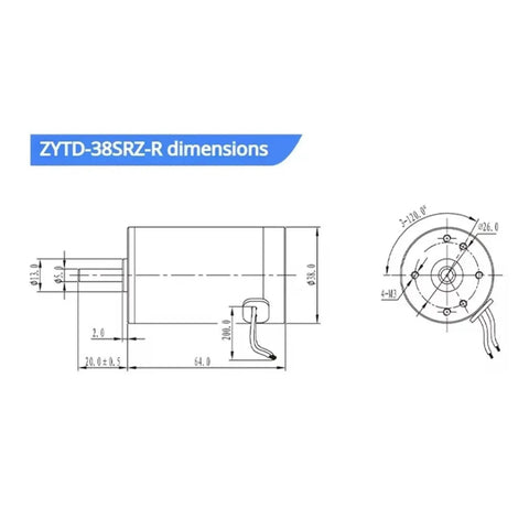 Closed Loop Stepper Motor With Gearbox Offers Smooth Ride Performance And Heavy Duty Torque At Low Speeds Featuring Anti Stall Design And Dead Silent Operation For No Fuss Upgrades dimension diagram.